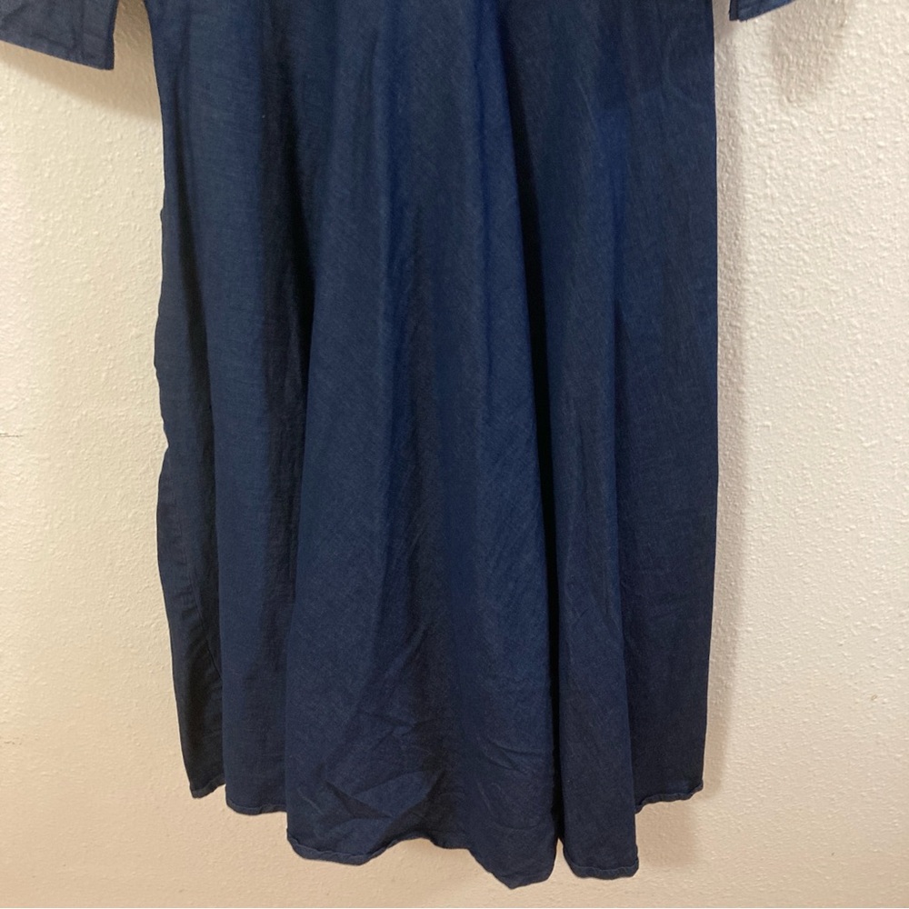 Blue Midi Polo Dress with Cuffed 3/4 Sleeves - Picture 11 of 13